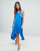 Y.a.s Satin Cami Midi Dress In Blue