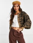 Y.a.s Knit Cardigan In Brown Animal Print - Part Of A Set