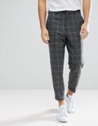 Asos Tapered Pants In Wool Mix Gray Check - Gray