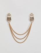 Asos Beetle Collar Tips With Crystals - Gold