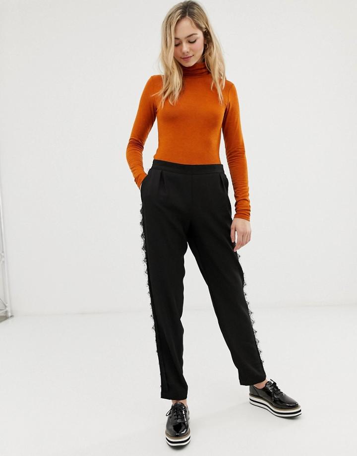 Jdy Fabio Pants With Lace Trim - Black