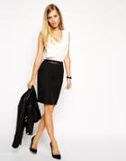 Asos Belted Pencil Skirt With Seam Detail - Black
