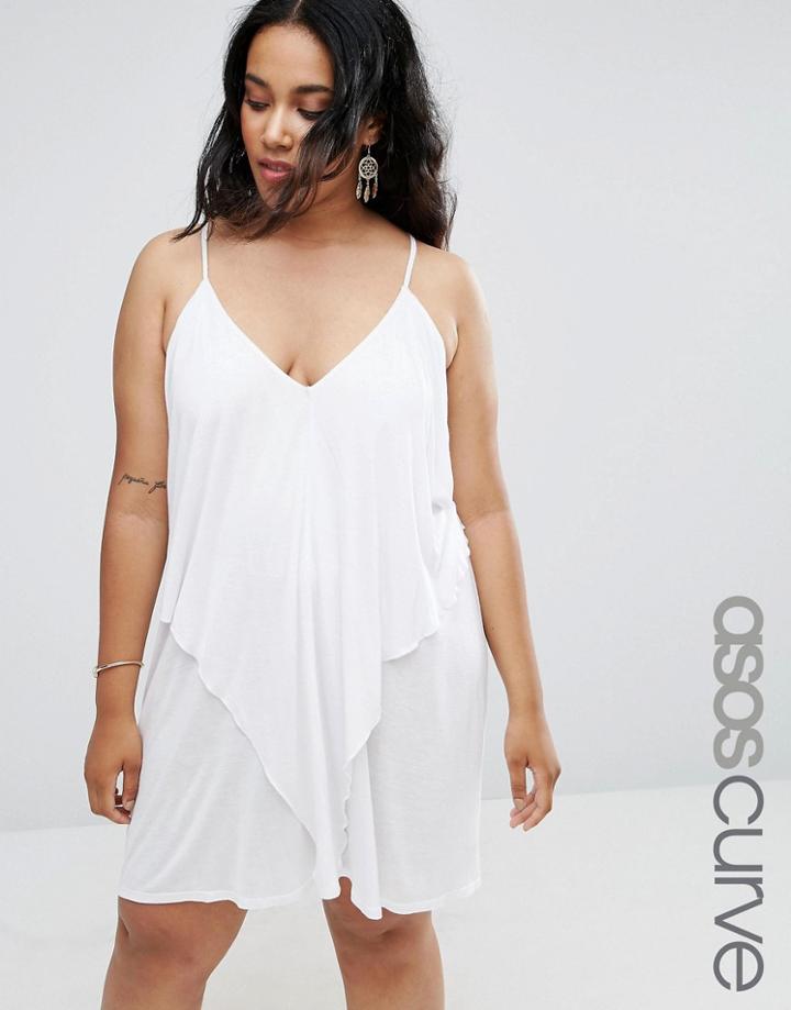 Asos Curve Layer Drape Jersey Beach Dress - White