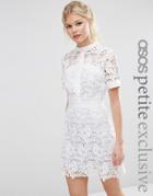 Asos Petite Lace Skater Dress With Contrast Lining - White