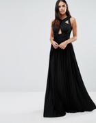Forever Unique Pandora Slinky Maxi Dress With Cross Front And Embelished Shoulders - Black