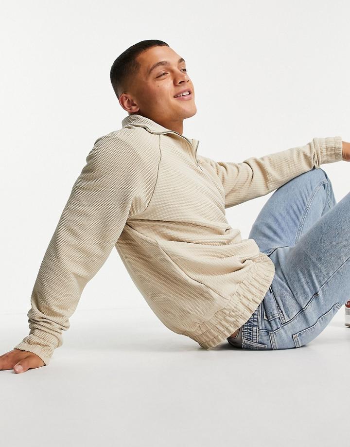 Topman Set Half Zip Sweatshirt In Ecru-neutral