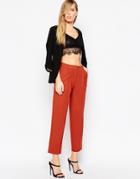 Asos Peg Pant With Pleat Front - Burnt Orange