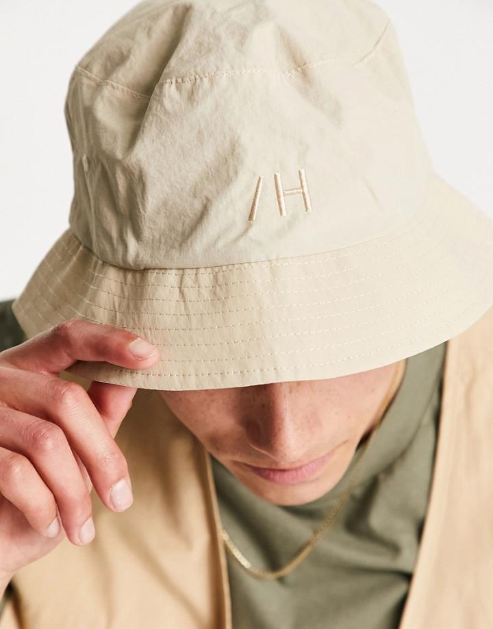 Selected Homme Bucket Hat In Nylon Beige-green