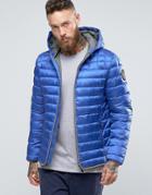 Napapijri Quilted Hooded Jacket Zip Front - Blue