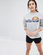 Ellesse Oversized Crew Neck Sweatshirt With Front Logo - Gray