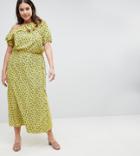 Fashion Union Plus Wrap Maxi Skirt In Grunge Floral Co-ord - Yellow