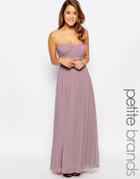 Little Mistress Petite Bandeau Maxi Dress With Embellished Waist - Dusty Pink