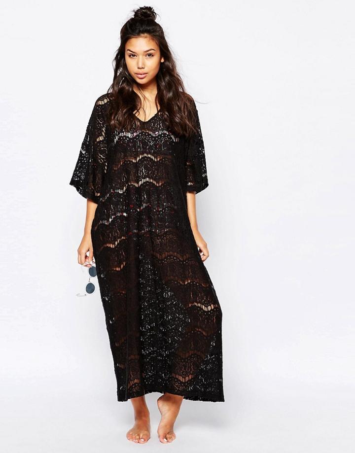 Monki Lace Beach Dress - Black