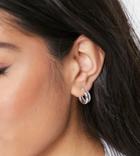 Asos Design Sterling Silver Hoop Earrings In Double Row Twist Design