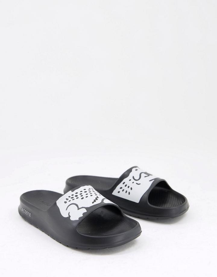 Lacoste Croco 2.0 Sustainable Logo Slides In Black