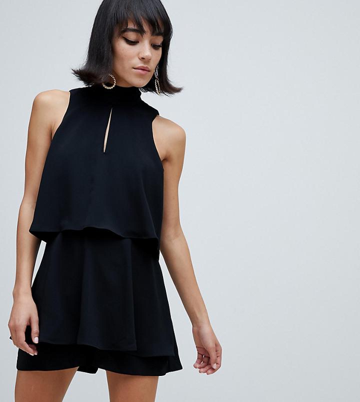 River Island Romper With Key Hole Detail In Black - Black