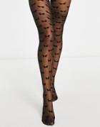 Skinnydip Pantyhose In Black With Butterfly Print