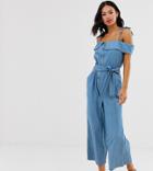 Urban Bliss Chambray Wide Leg Jumpsuit-blue