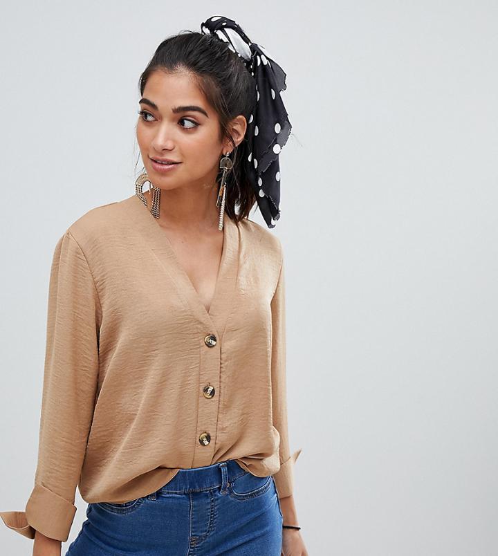 New Look Petite Shirt In Camel - Tan