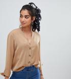 New Look Petite Shirt In Camel - Tan