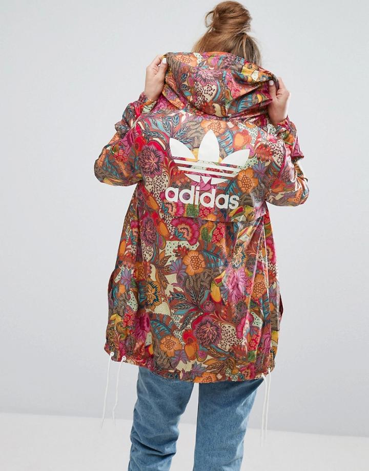 Adidas Farm Bright Floral Print Festival Windbreaker Jacket - Multi