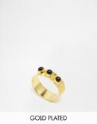 Mirabelle Gold Plated Textured Ring With Onyx - Gold