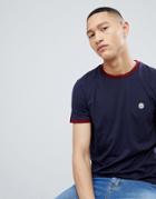 Le Breve Contrast Rib Muscle Fit T-shirt - Navy