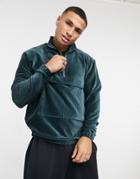 Asos Design Oversized Sweatshirt With Half Zip In Velour Cord - Part Of A Set-green