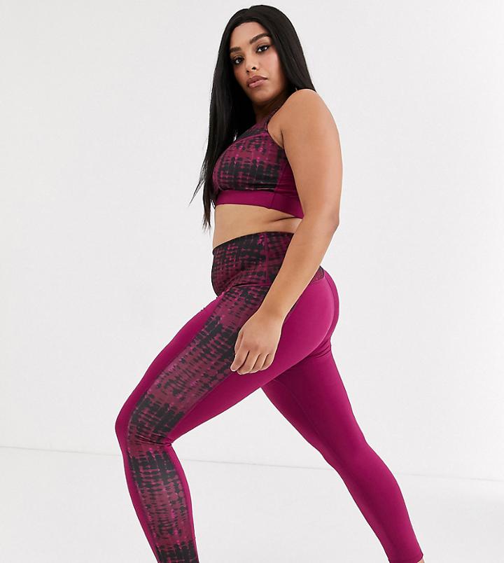 Wolf & Whistle Curve Tie Dye Leggings In Purple