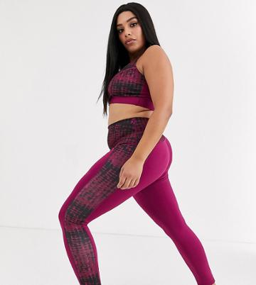 Wolf & Whistle Curve Tie Dye Leggings In Purple