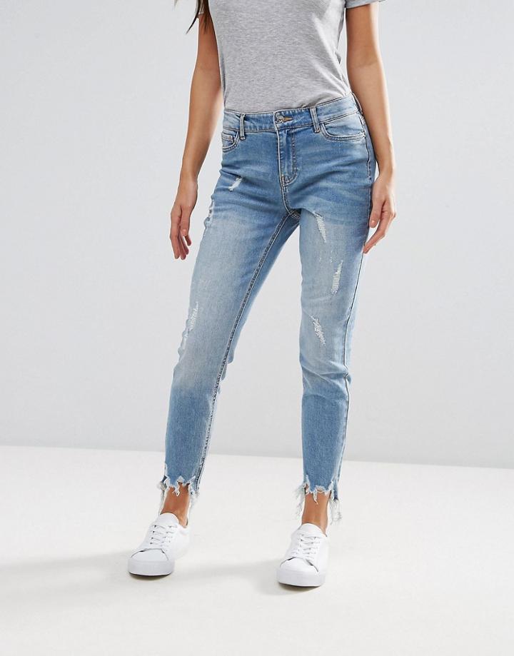Jdy Frayed Hem Jeans - Blue