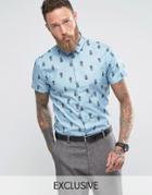 Noose & Monkey Skinny Short Sleeve Smart Shirt - Blue