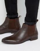 Dune Mister Chelsea Boots In Brown Leather - Brown