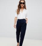 Y.a.s Petite Tailored Pants With Elasticated Waist - Navy