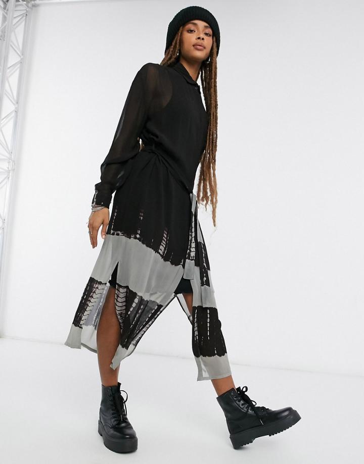 Religion Maxi Shirt Dress In Tie Dye-multi