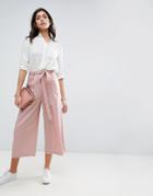Asos Linen Culotte Pants - Pink