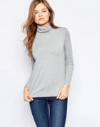 B.young High Neck Long Sleeve Top - Gray