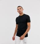 Asos Design Tall Organic Blend Muscle Fit T-shirt With Crew Neck In Black