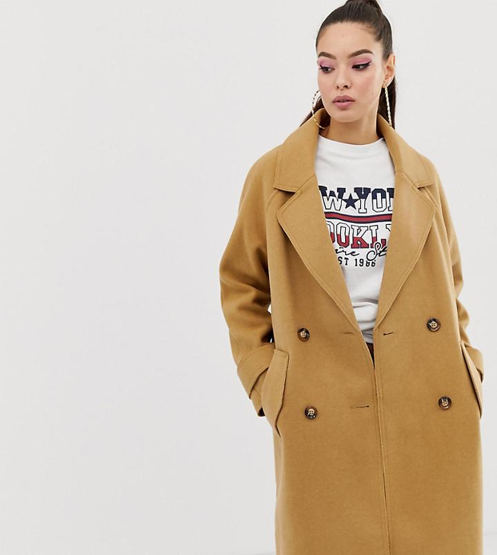 Missguided Cocoon Coat In Camel - Brown