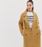 Missguided Cocoon Coat In Camel - Brown