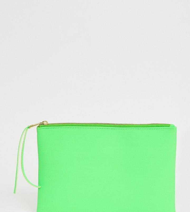 South Beach Exclusive Neon Green Clutch With Wristlet In Scuba - Green