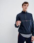 Parlez 1/4 Zip Sweatshirt With Embroidered Sport Box Logo In Navy - Navy