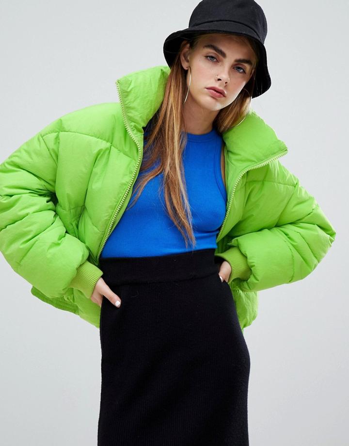 Bershka Flash Padded Jacket - Green