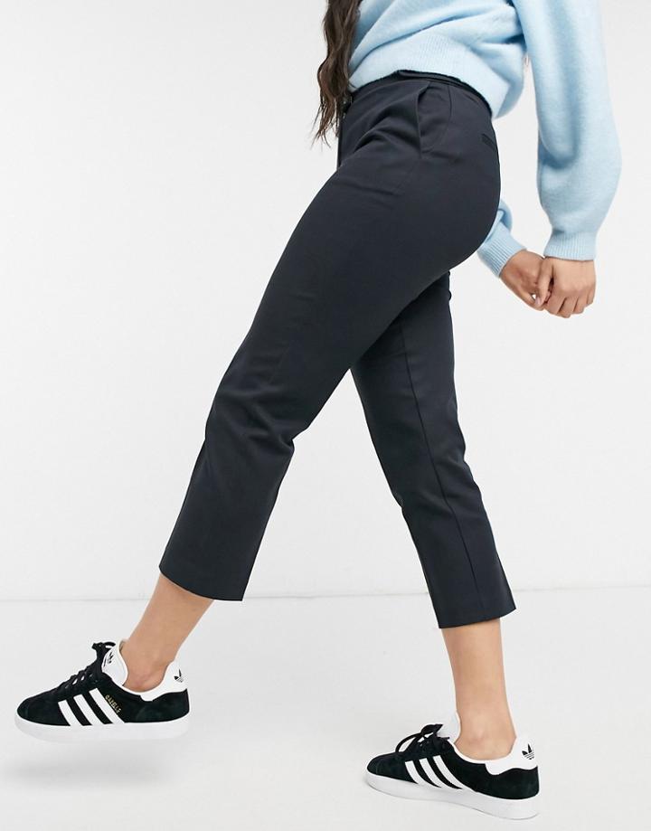 Oasis Compact Cotton Capri Pants In Navy