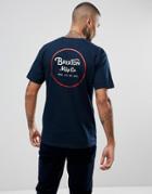 Brixton Wheeler T-shirt With Back Print - Navy