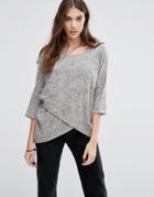 Wal G Top With Wrap Front - Beige