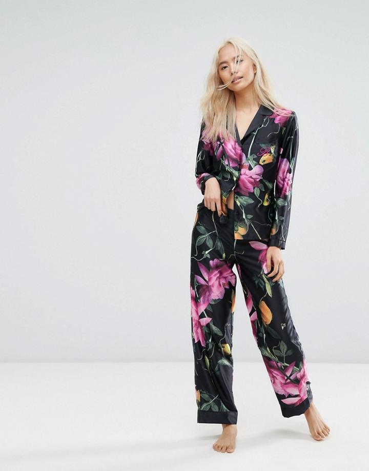 B By Ted Baker Citrus Bloom Print Pant - Black