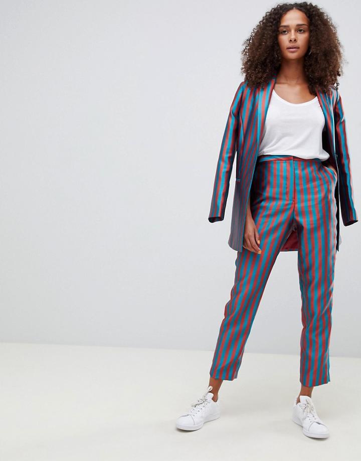 Asos Design Tailored Slim Pants In Striped Jacquard - Multi