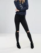 Jdy Fano Knee Cut Skinny Low Jeans - Black