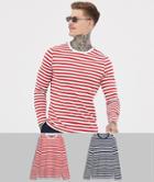 Asos Design Long Sleeve Stripe T-shirt In Organic Cotton 2 Pack White/navy White/red-multi